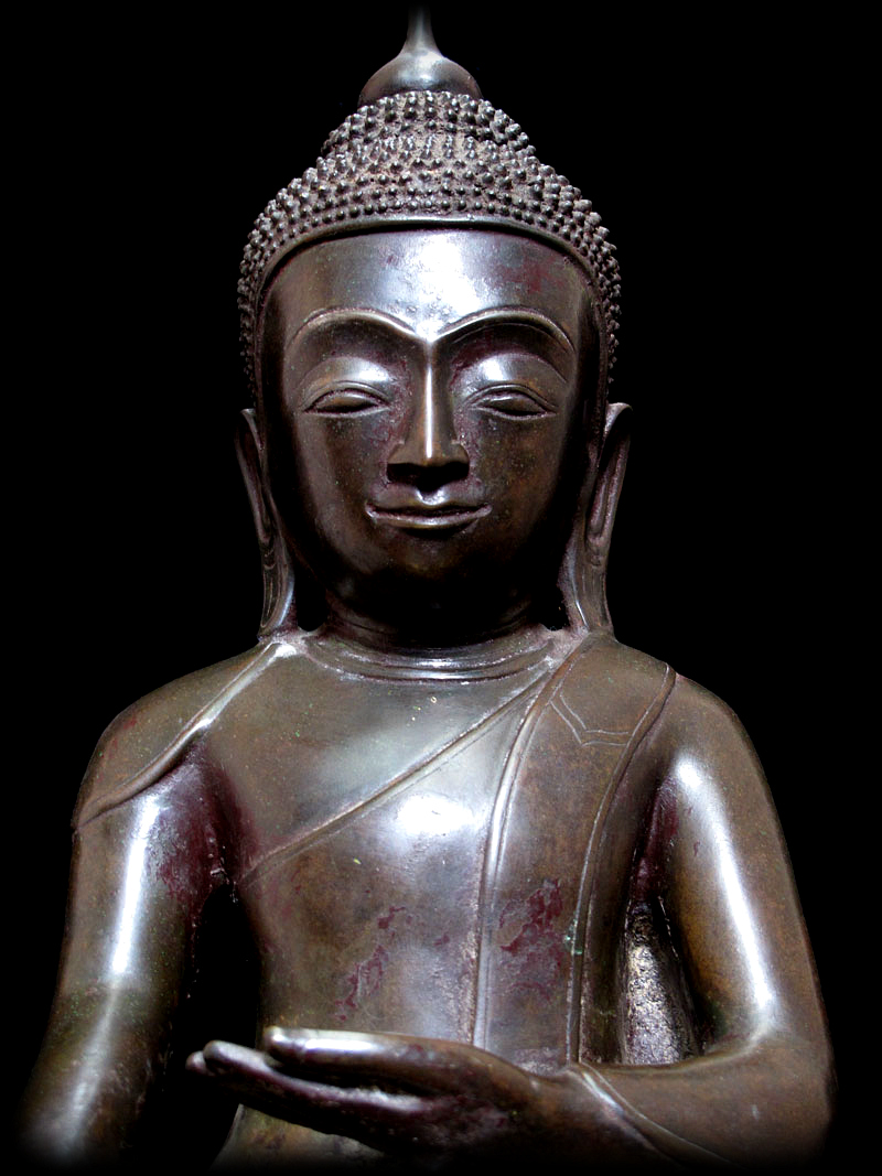 Extremely Rare 18C Bronze Burma Shan Buddha #BB61